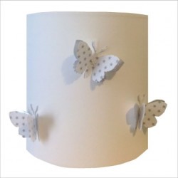 Abat jour ou Suspension papillon 3D blanc étoilé et argent personnalisable
