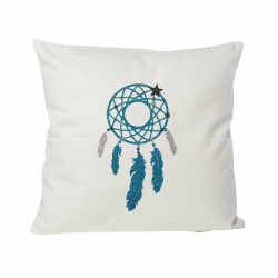 Coussin attrape-rêves argent/turquoise