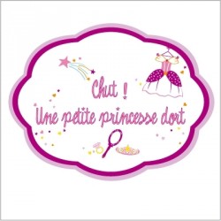 Sticker Plaque de porte - Chut une petite princesse dort
