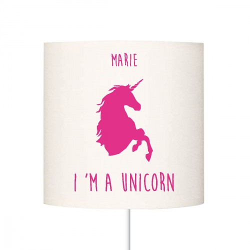 Abat jour I'm a unicorn rose vif personnalisable