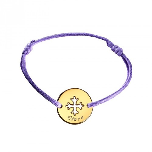 Bracelet mini jeton Croix occitane - plaqué or