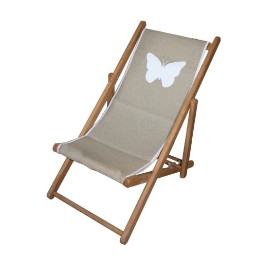 Chaise longue toile lin papillon personnalisable
