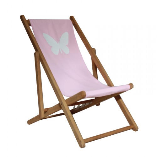 Chaise longue toile coton papillon personnalisable