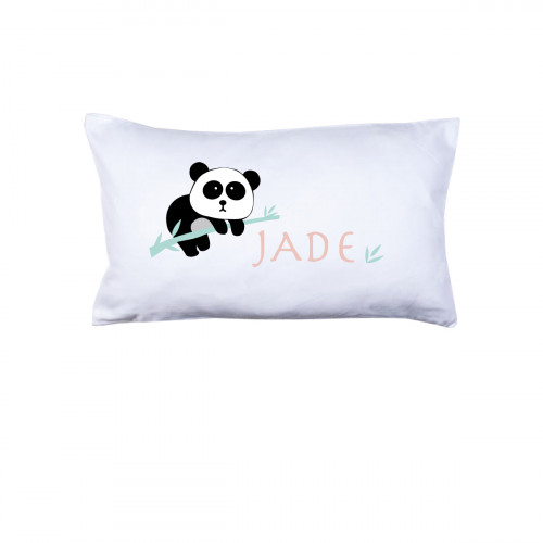 Coussin panda Jade rose et menthe personnalisable