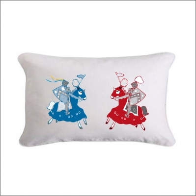 Coussin duel chevaliers