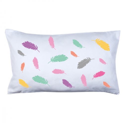 Coussin plumes multicolores