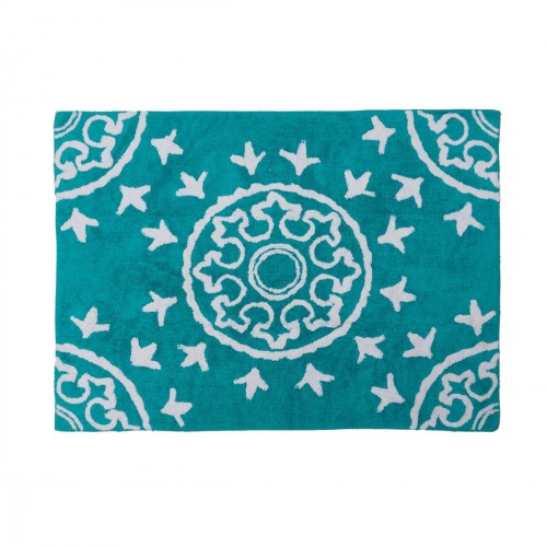 Tapis enfant coton motifs géométriques Duna turquoise
