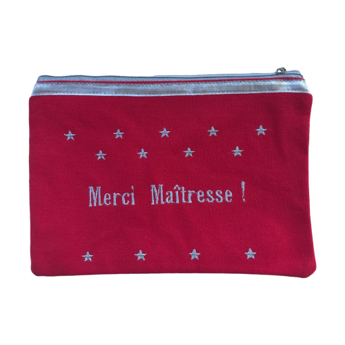 Pochette "Merci Maitresse" rouge personnalisable