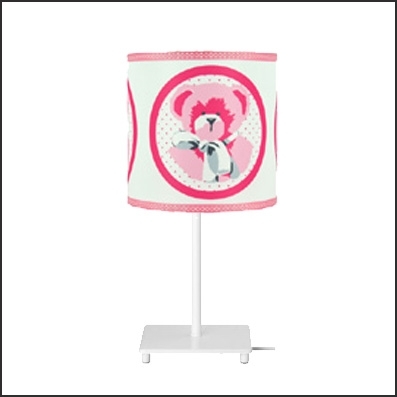 Lampe à poser ours rose personnalisable