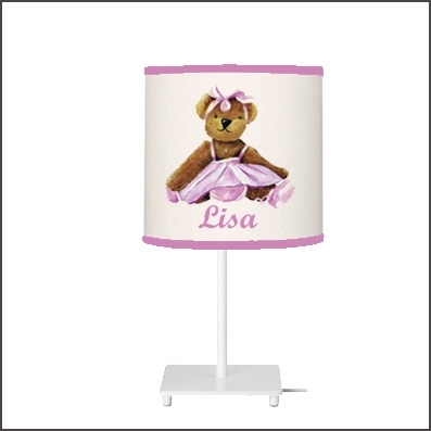 Lampe à poser ours danseuse rose personnalisable