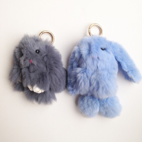 Duo de porte-clés lapins bleu ciel et gris anthracite