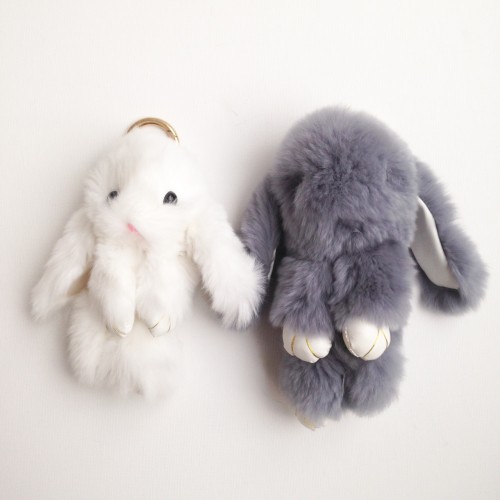 Duo de porte-clés lapins gris et blanc