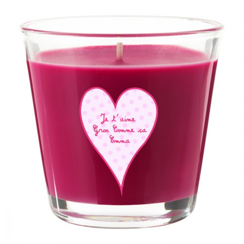 Bougie parfumée rose fuchsia coeur rose personnalisable