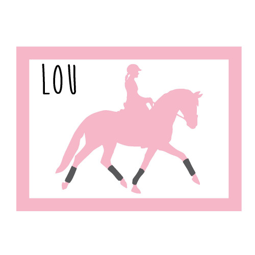 stickers plaque de porte cheval rose personnalisable