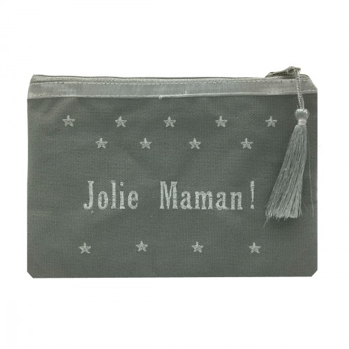 Pochette "Jolie Maman" grise personnalisable