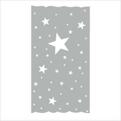 Rideau OSCAR  étoiles blanches fond gris