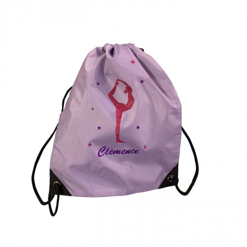 sac à dos gymnaste rose et violet pailletée personnalisable
