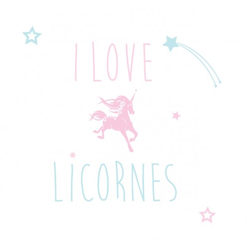 Sticker I love licorne personnalisable