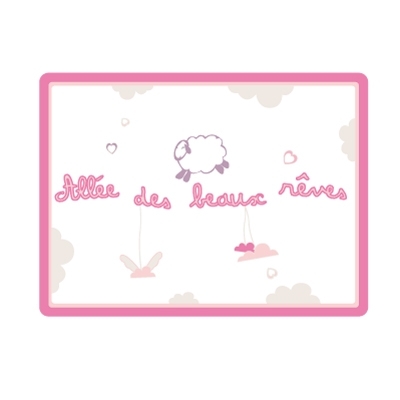 Sticker Plaque de porte - Allée des beaux rêves rose