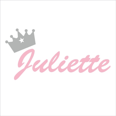 Sticker prénom couronne Juliette rose