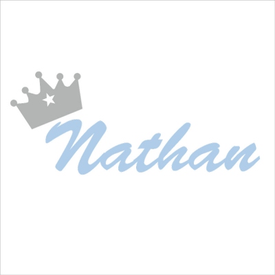 Sticker prénom couronne Nathan bleu