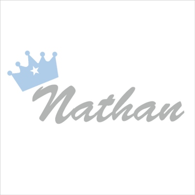 Sticker prénom couronne Nathan gris