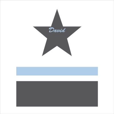Sticker tête de lit étoile et rayure bleu prénom