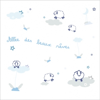 Stickers Allée des beaux rêves bleu et gris ciel