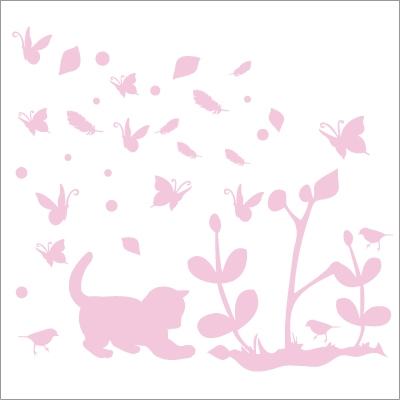 Stickers chaton rose