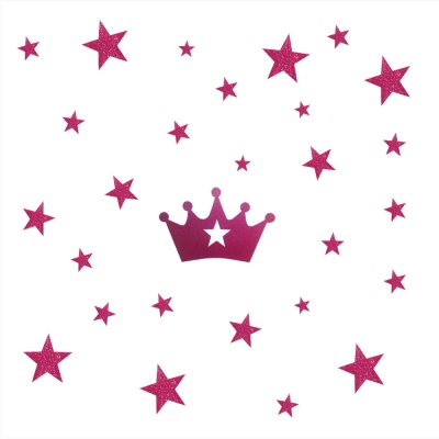 Stickers couronne et etoiles rose