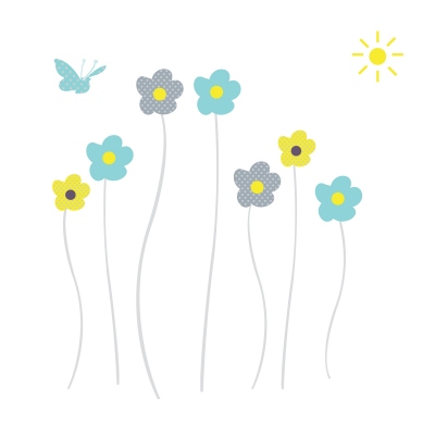 Fleurs de printemps  Lili Pouce : stickers, appliques, frises, tapis,  luminaires, lampes, suspensions enfant