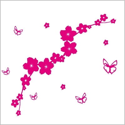 Stickers Le jardin aux papillons - Fuschia