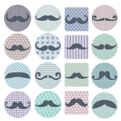 Stickers moustaches pastelles