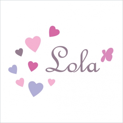 Stiker prénom Lola coeurs