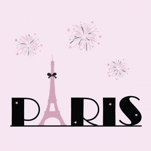 Tableau Tour Eiffel rose et noir fond rose