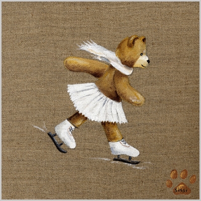 Tableau ours fille patineuse