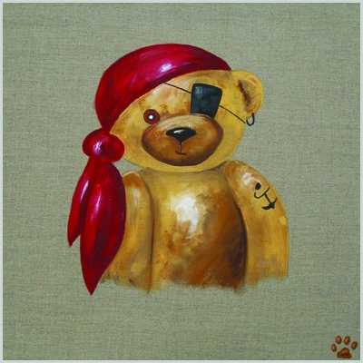 Tableau ours garçon pirate au foulard rouge