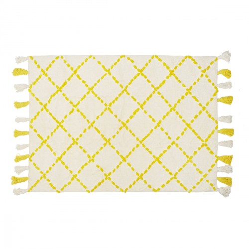 Tapis en coton motifs triangulaires Tanger jaune