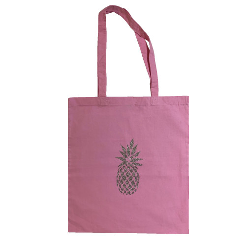 Tote bag  rose pale ananas argent
