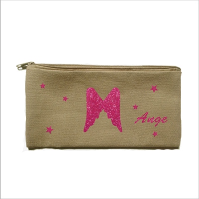 Trousse personnalisable taupe ailes d'ange