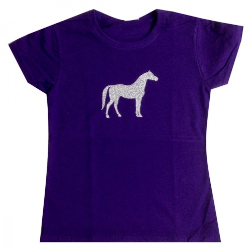 Tee-shirt violet fille cheval