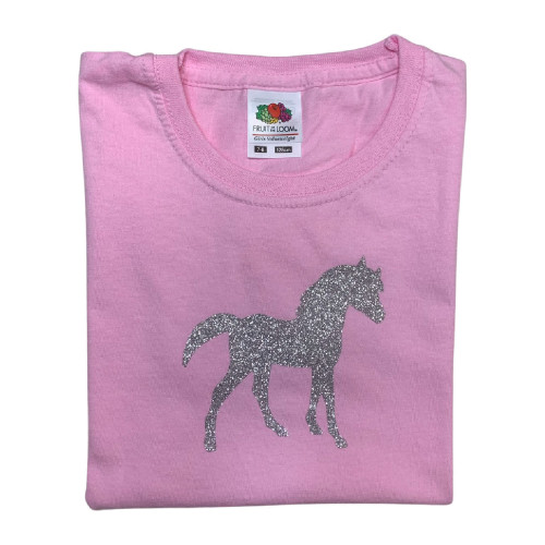 Tee-shirt rose  petit poney  argent