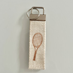 Porte clé raquette de tennis beige
