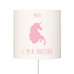 Abat jour I'm a unicorn rose pale personnalisable