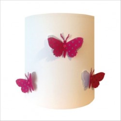 Abat jour ou Suspension papillon 3D rose étoilé et argent 