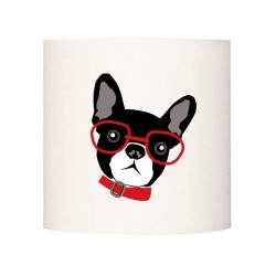 Applique le chien à lunettes rouge personnalisable