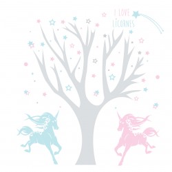 Sticker arbre à licornes