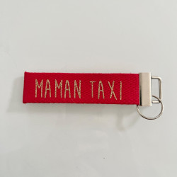 Porte clé MAMAN TAXI rouge