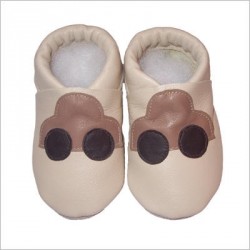 Chaussons beige motif voiture mocca