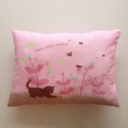 Coussin chaton rose rectangle